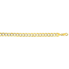 14K Gold 9.7mm White Pave Curb Chain 