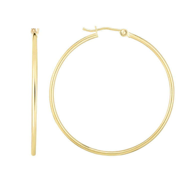 14K Gold 1.5x40mm Hoops