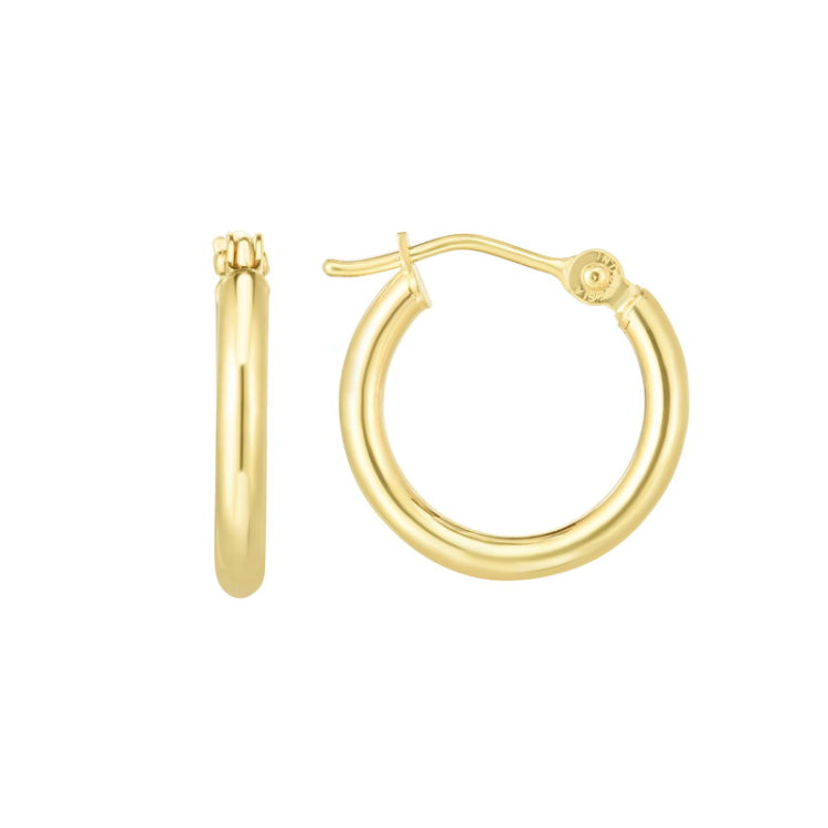 14K Gold 2x15mm Hoops