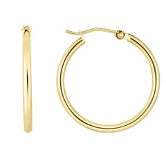 14K Gold 2x25mm Hoops