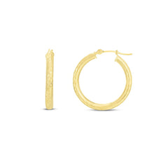 14K Yellow Gold 3mm Diamond Cut Hoop Earring