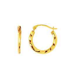 14K Gold Polished Twisted Back to Back Hoop Earring