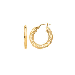 14K Gold Greek Key Hoop Earring