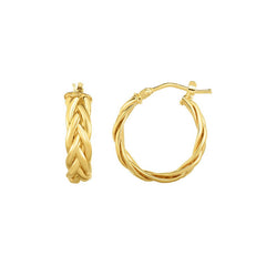 14K Gold Weave Hoop Earring