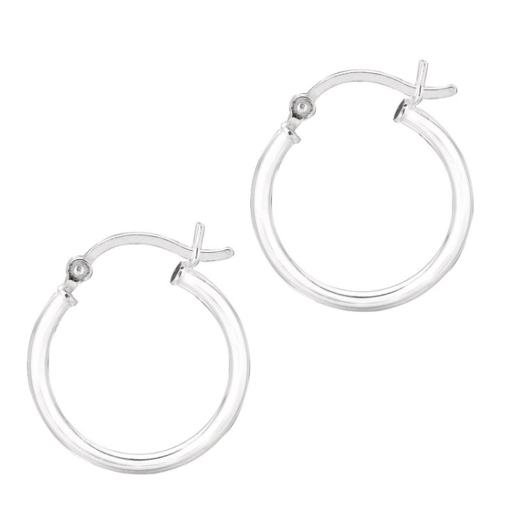 Silver 2x15mm Hoop Earring