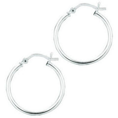 Silver 2x20mm Hoop Earring