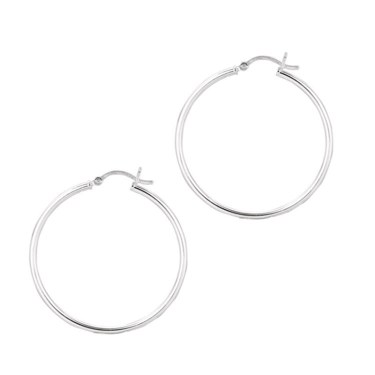 Silver 2x35mm Hoop Earring