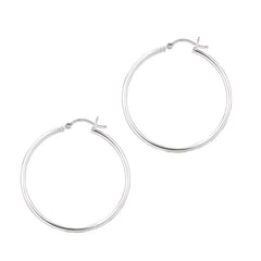 Silver 2x35mm Hoop Earring