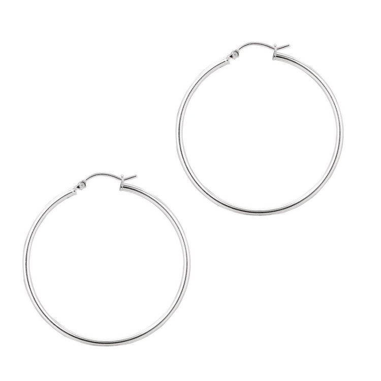 Silver 2x40mm Hoop Earring