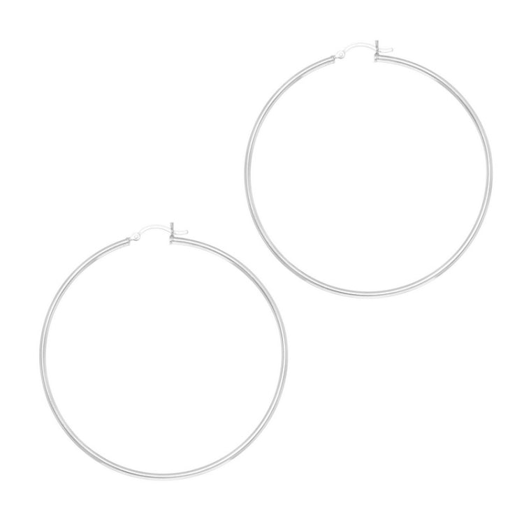 Silver 2x60mm Hoop Earring