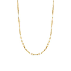 DESIGNER GOLD ALTERNATING SIZE PAPERCLIP LINK 17 INCH CHAIN NECKLACE