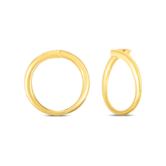 DESIGNER GOLD CONTOURED ROUND HOOP EARRINGS