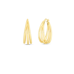 DESIGNER GOLD GRADUATED THIN TRIPLE HOOP EARRINGS