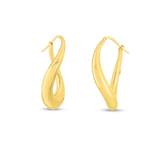 DESIGNER GOLD CONTOURED AND TWISTED HOOP EARRING