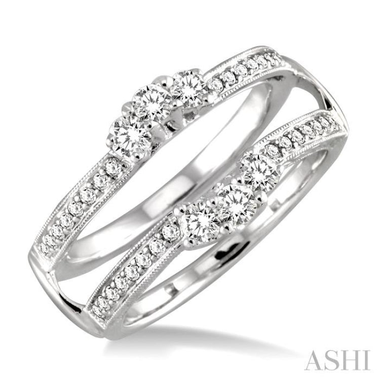 1/2 Ctw Round Cut Diamond Insert Ring in 14K White Gold.