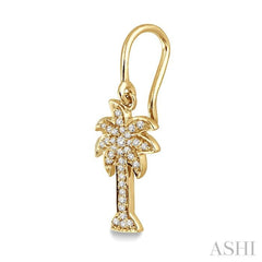 1/4 Ctw Palm Tree Single Cut Diamond Earrings in 10K Yellow Gold