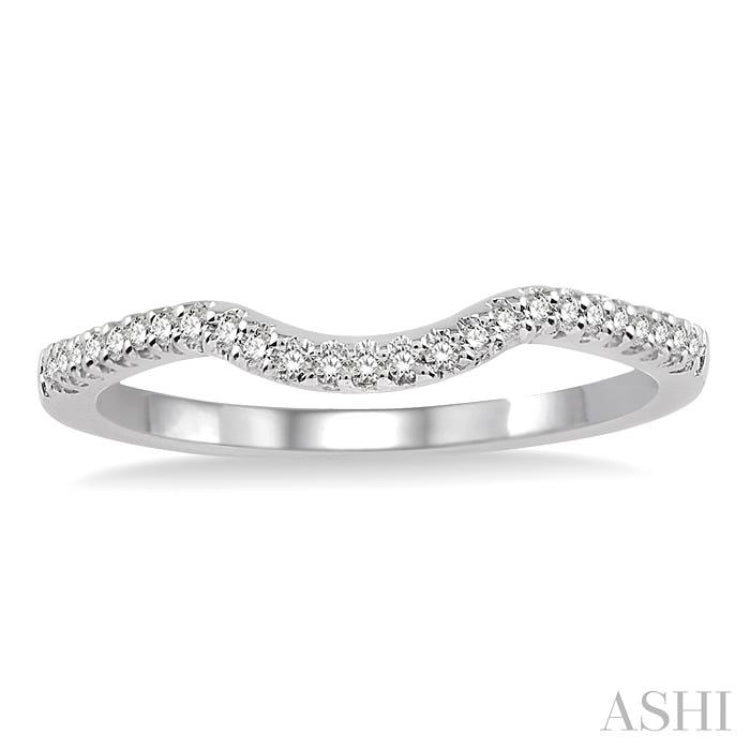 1/10 Ctw Round Cut Diamond Wedding Band in 14K White Gold