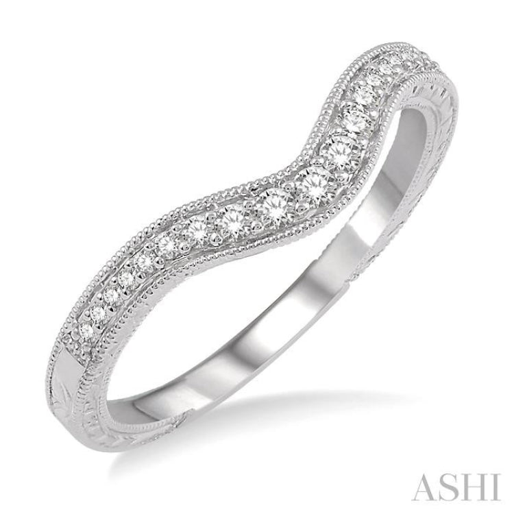 1/6 Ctw Round Cut Diamond Matching Wedding Band in 14K White Gold