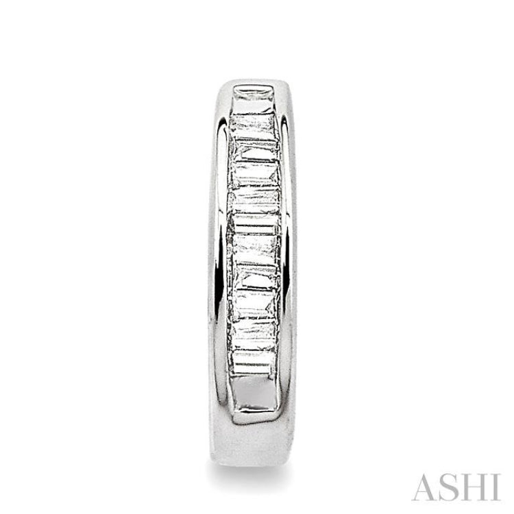 1/10 Ctw Baguette Cut Diamond Huggie Earrings in 14K White Gold