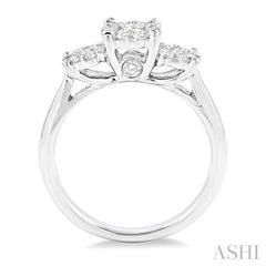 1 Ctw Triple Circle Round Cut Lovebright Diamond Ring in 14K White Gold