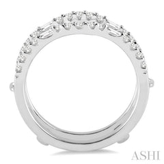 1/2 Ctw Baguette and Round Cut Diamond Insert Ring in 14K White Gold