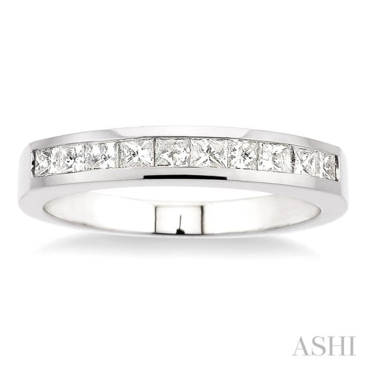 1/2 Ctw Princess Cut Diamond Wedding Band in 14K White Gold