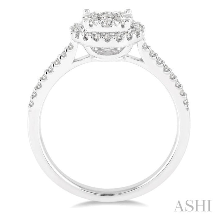 1/2 Ctw Round Shape Diamond Lovebright Ring in 14K White Gold