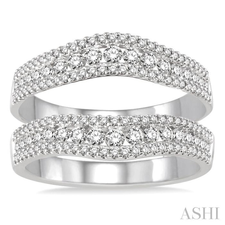 7/8 Ctw Round Cut Diamond Insert Ring in 14K White Gold