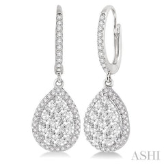 1 Ctw Pear Shape Diamond Lovebright Earrings in 14K White Gold