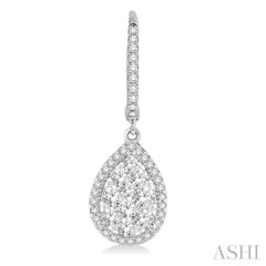 1 Ctw Pear Shape Diamond Lovebright Earrings in 14K White Gold