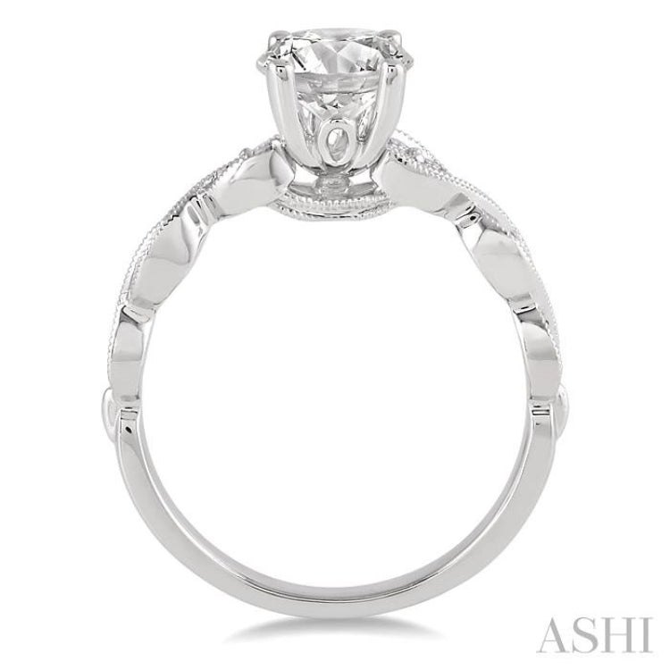 3/4 Ctw Diamond Engagement Ring with 1/2 Ct Round Cut Center Stone in 14K White Gold