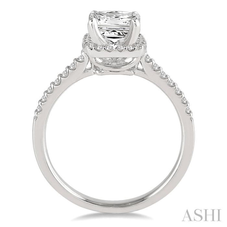 1/2 Ctw Diamond Engagement Ring with 1/4 Ct Princess Cut Center Stone in 14K White Gold