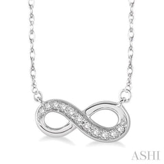 1/6 Ctw Round Cut Diamond Infinity Pendant in 14K White Gold with Chain