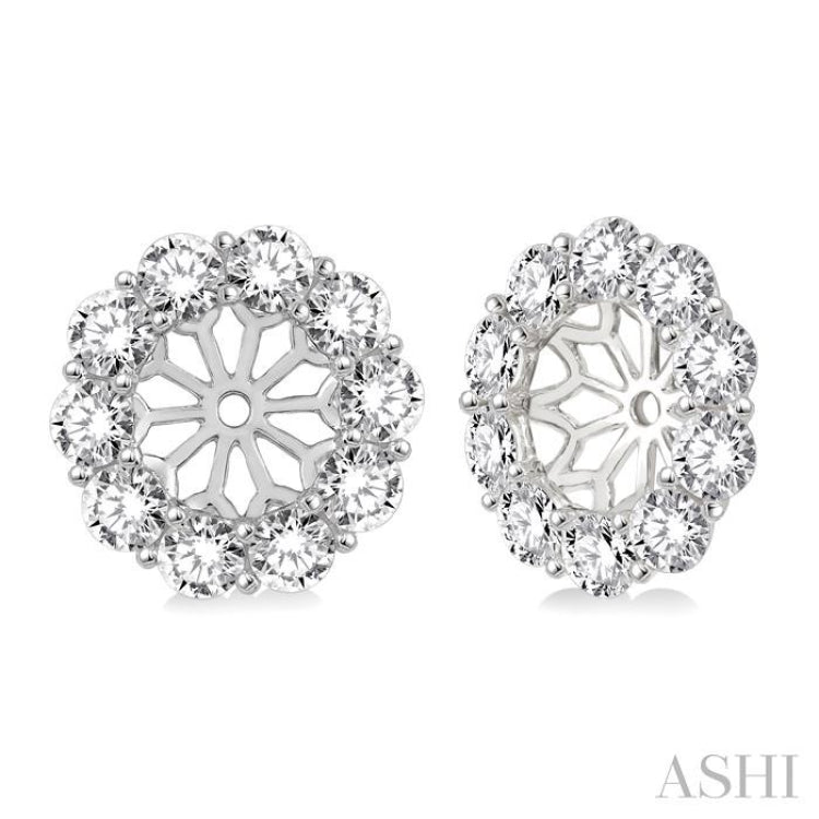 1 1/2 Ctw Round Cut Diamond Earring Jacket in 14K White Gold