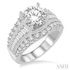 1 1/2 Ctw Diamond Semi-mount Engagement Ring in 14K White Gold