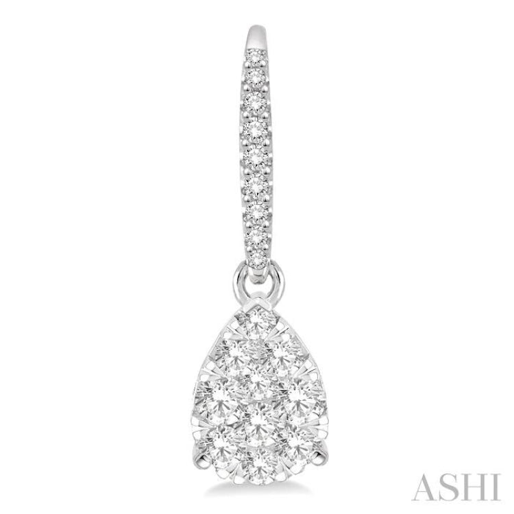 3/4 Ctw Pear Shape Diamond Lovebright Earrings in 14K White Gold