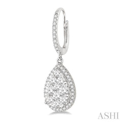 1 1/2 Ctw Pear Shape Diamond Lovebright Earrings in 14K White Gold