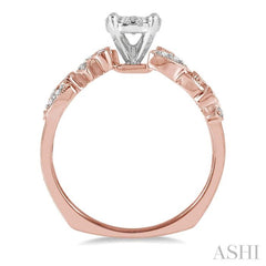 3/8 Ctw Round Cut Diamond Lovebright Engagement Ring in 14K Rose and White Gold