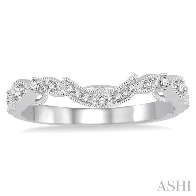 1/10 Ctw Round Cut Diamond Wedding Band in 14K White Gold