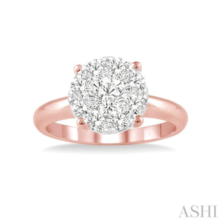 1/3 Ctw Lovebright Round Cut Diamond Ring in 14K Rose and White Gold