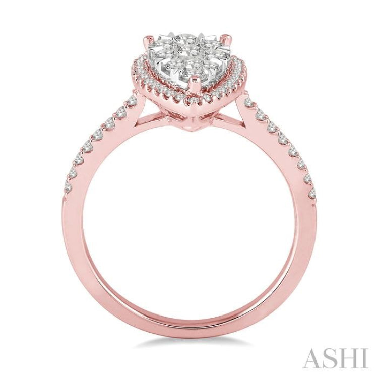 1/2 Ctw Pear Shape Diamond Lovebright Ring in 14K Rose and White Gold