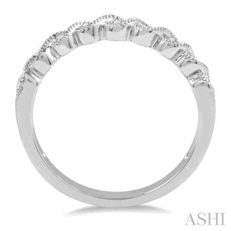 1/10 Ctw Oval Lattice Round Cut Diamond Ladies Ring in 14K White Gold