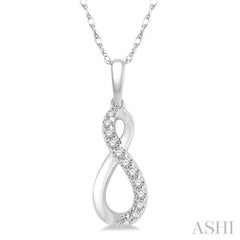 1/10 Ctw Figure Eight Round Cut Diamond Infinity Pendant in 10K White Gold with chain