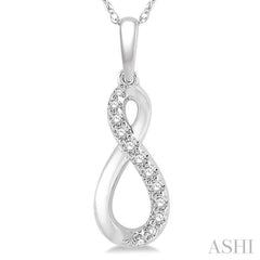 1/10 Ctw Figure Eight Round Cut Diamond Infinity Pendant in 10K White Gold with chain