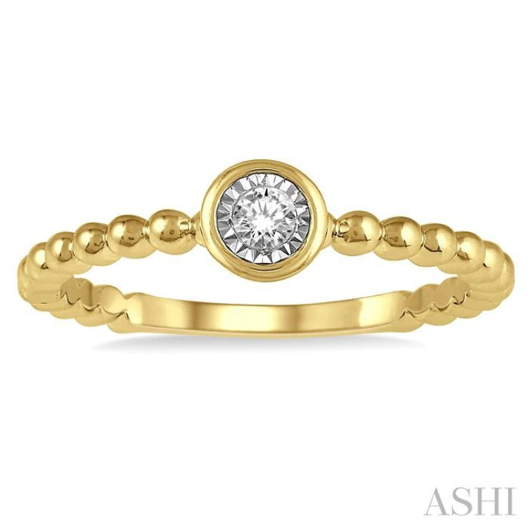 1/50 Ctw Round Cut lattice Diamond Promise Ring in Ball Shape 10K Yellow Gold