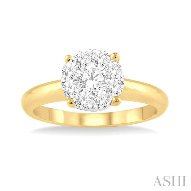 1/8 Ctw Lovebright Round Cut Diamond Ring in 14K Yellow Gold