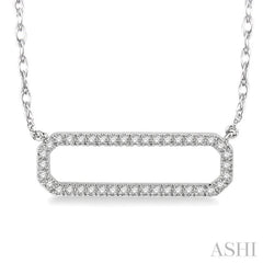 1/6 Ctw Round Cut Diamond Rounded Rectangle Pendant in 10K White Gold