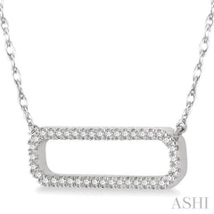 1/6 Ctw Round Cut Diamond Rounded Rectangle Pendant in 10K White Gold