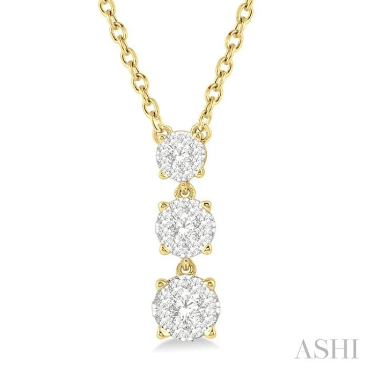 1/3 Ctw Round Cut Lovebright Diamond Layered Pendant in 14K Yellow Gold