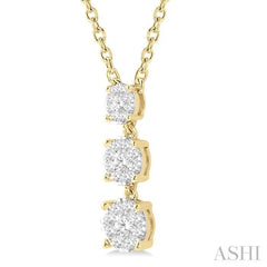 1/3 Ctw Round Cut Lovebright Diamond Layered Pendant in 14K Yellow Gold